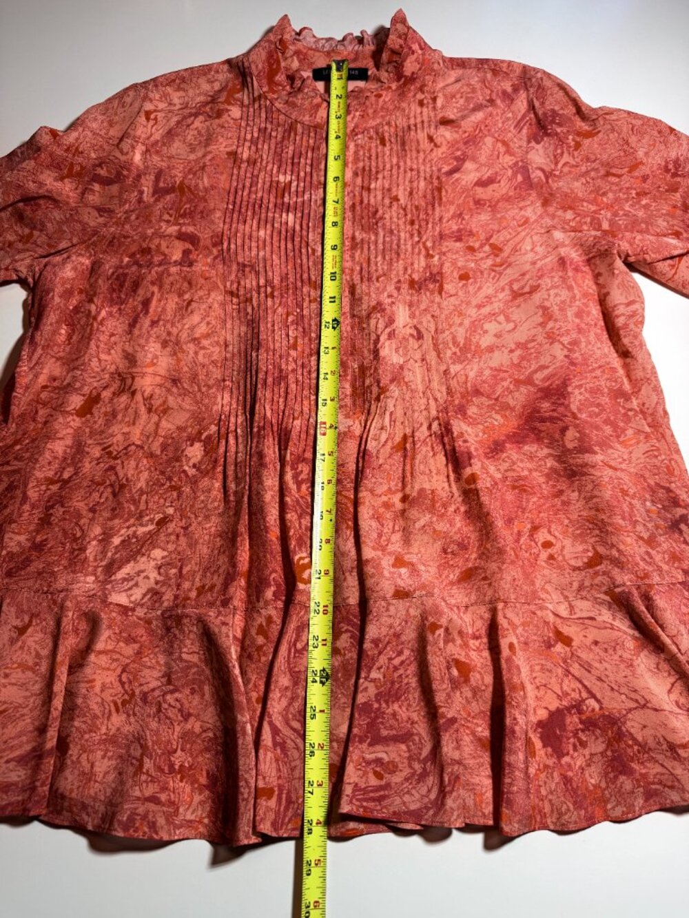 Lafayette 148 New York 100% Silk Blouse Ruffled Bottom Pleated Front and Back XL - Picture 10 of 16